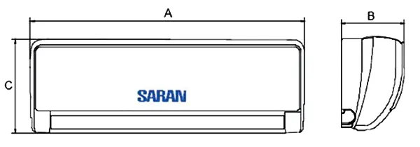 ابعاد فنکویل دیواری ساران مدل SRFCW-400