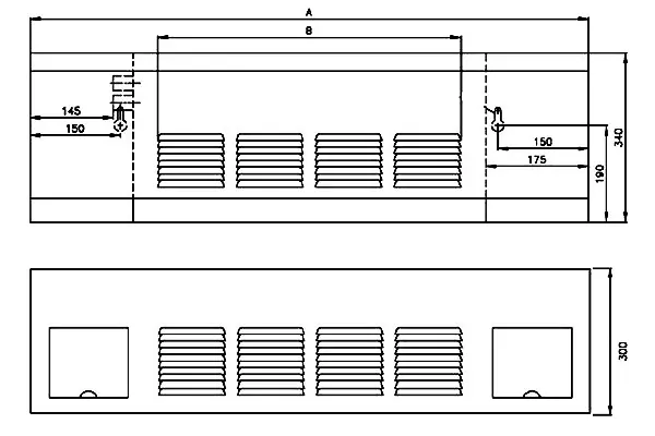 ابعاد ابعاد فن کویل زمینی ساراول مدل لوبوی SF-TB-04