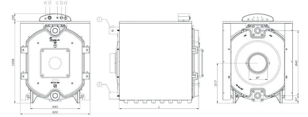 ابعاد دیگ چدنی شوفاژ MI3 مدل Super L90-10