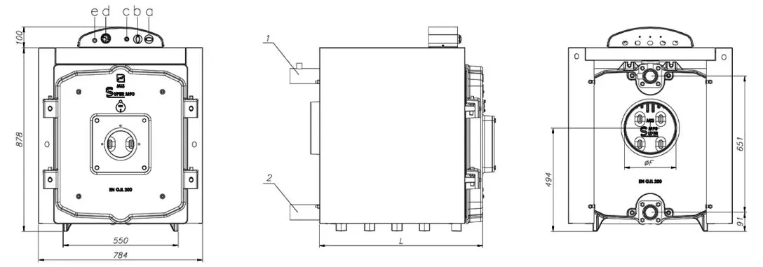 ابعاد دیگ چدنی شوفاژ MI3 مدل Super M90-07
