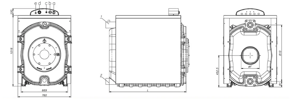 ابعاد دیگ چدنی شوفاژ MI3 مدل L90-07