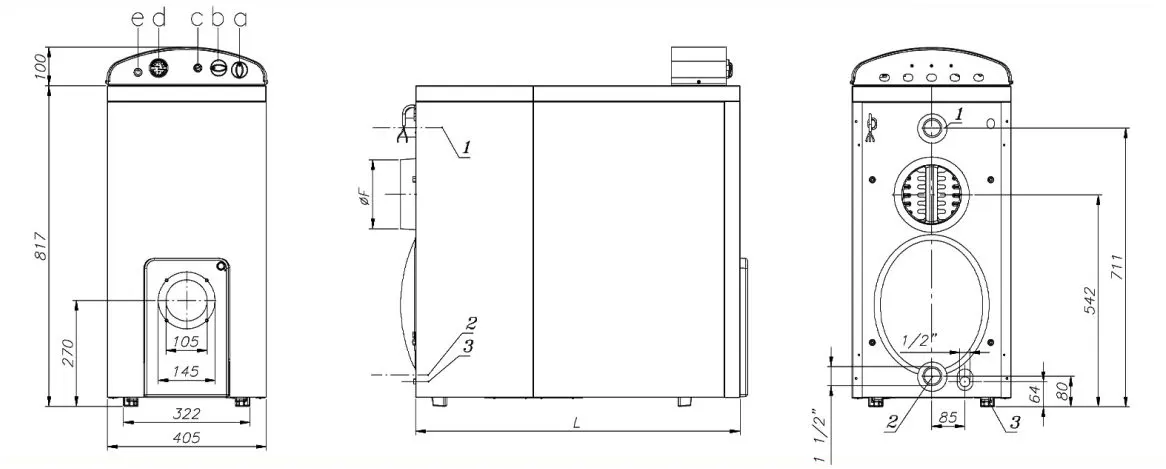 ابعاد دیگ چدنی شوفاژ MI3 مدل S90-06