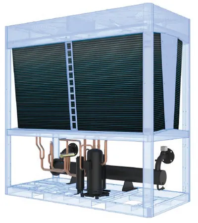 ساختمان چیلر تراکمی فول اینورتر حاره‌ای جی پلاس مدل GSV-035BHE