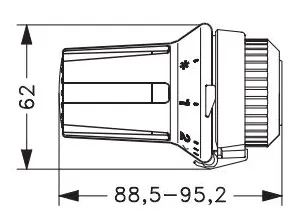 ابعاد شیر ترموستاتیک دانفوس (Danfoss)