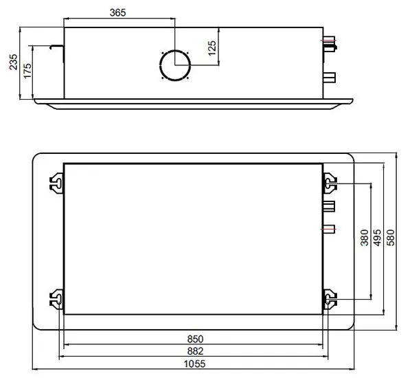 ابعاد فن کویل کاستی یک طرفه 400CFM آرن مدل FP-68KM1-V/A