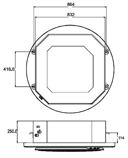 ابعاد فن کویل کاستی مدور 800CFM آرن مدل AFP-136KM4-V/A